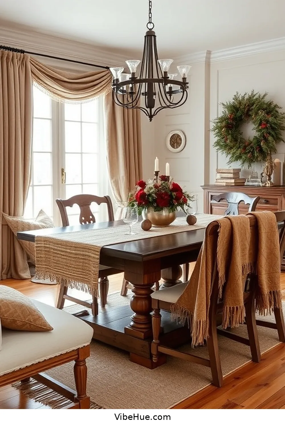 Layer With Cozy Textiles for Create a Cozy Winter Dining Room in Traditional Style
