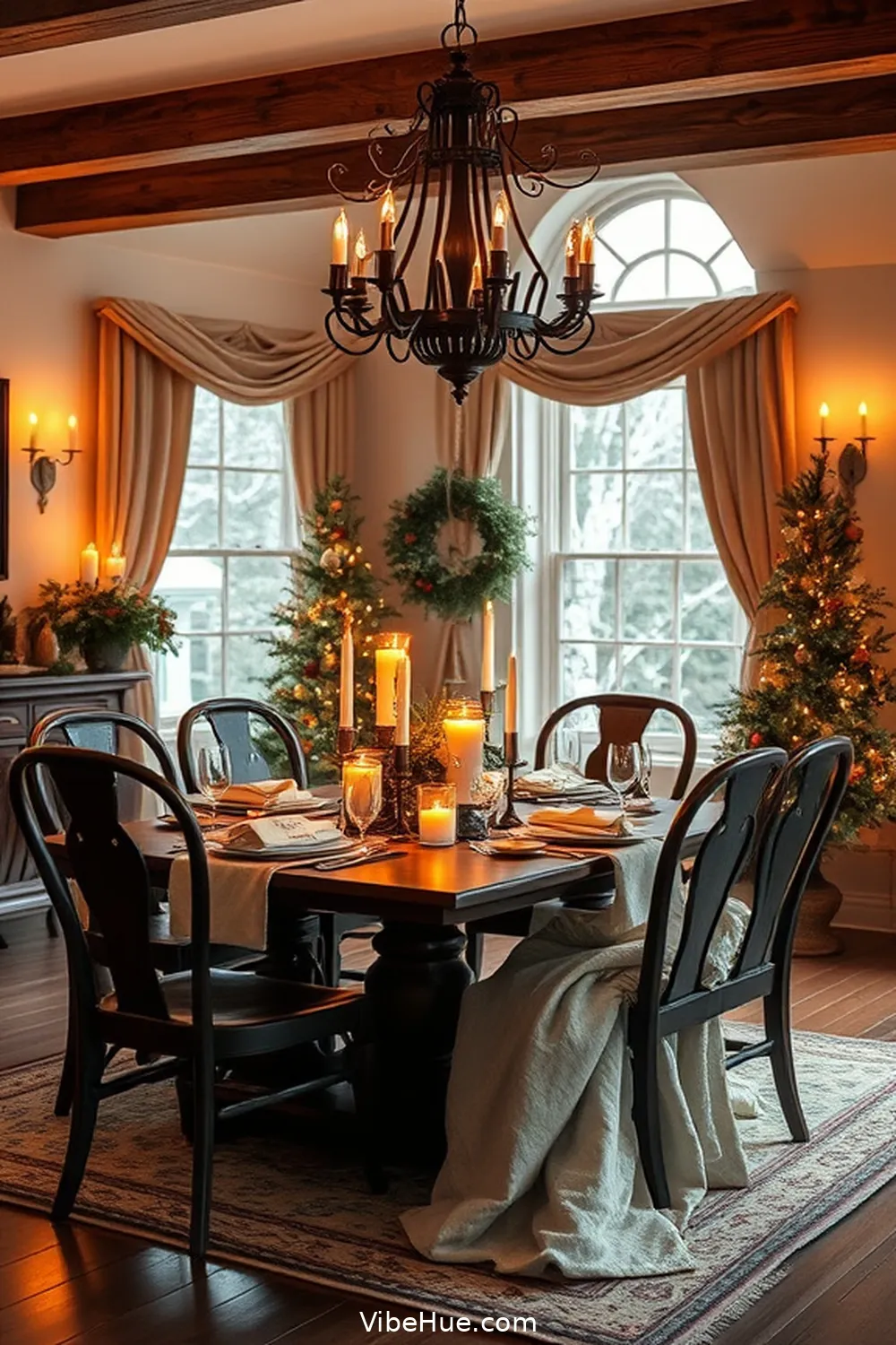 Use Ambient Lighting for Create a Cozy Winter Dining Room in Traditional Style