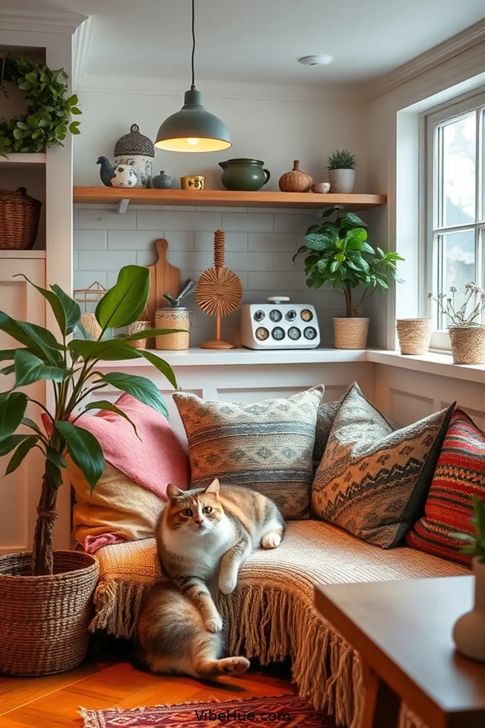 Create a Cozy Seating Area for Create a Cozy Winter Kitchen in Bohemian Style