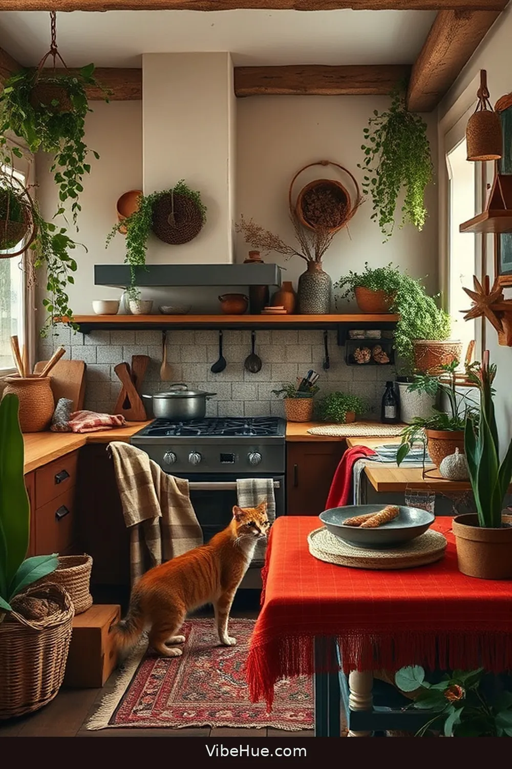 Embrace Earthy Color Palettes for Create a Cozy Winter Kitchen in Bohemian Style