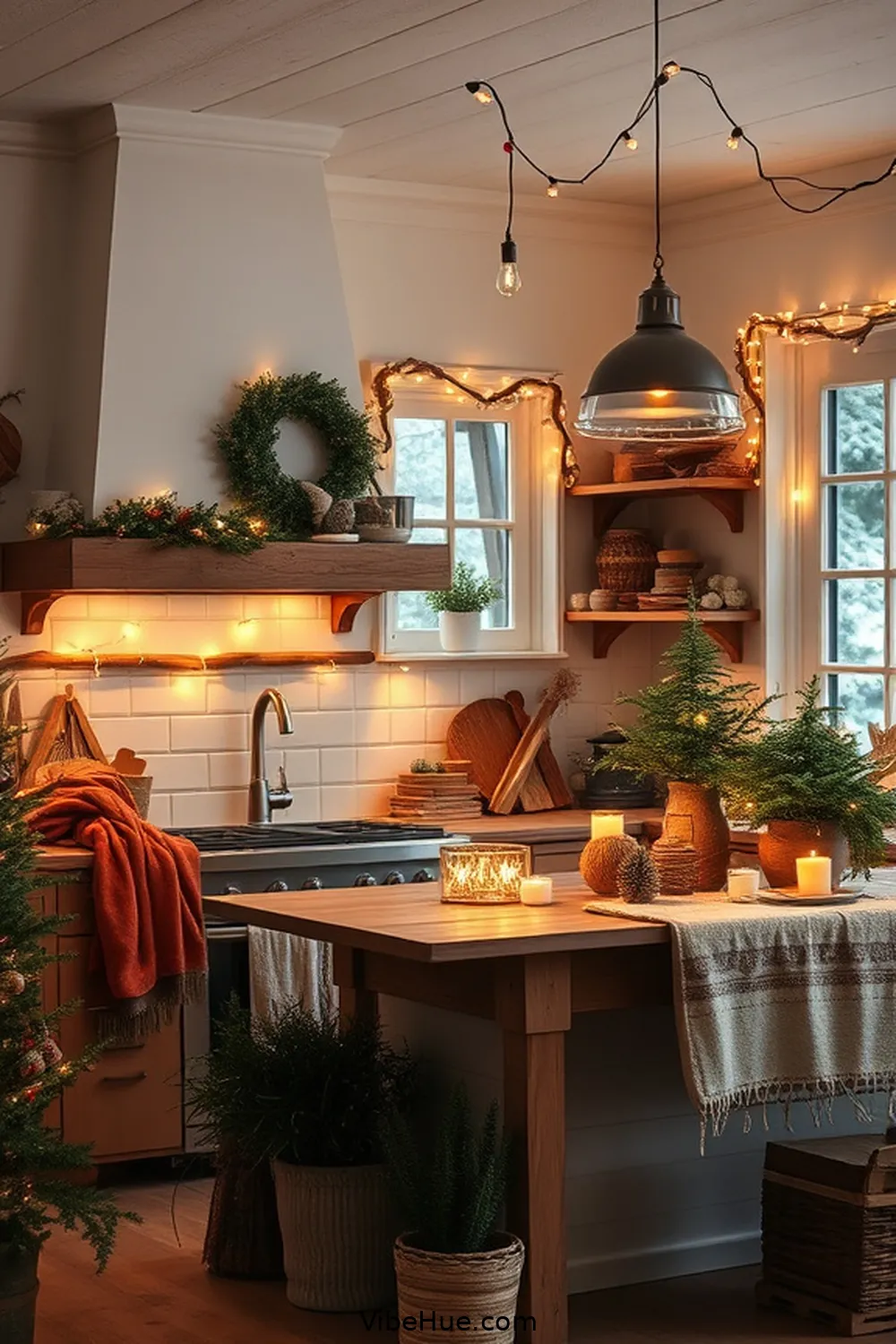 Focus on Ambient Lighting for Create a Cozy Winter Kitchen in Bohemian Style