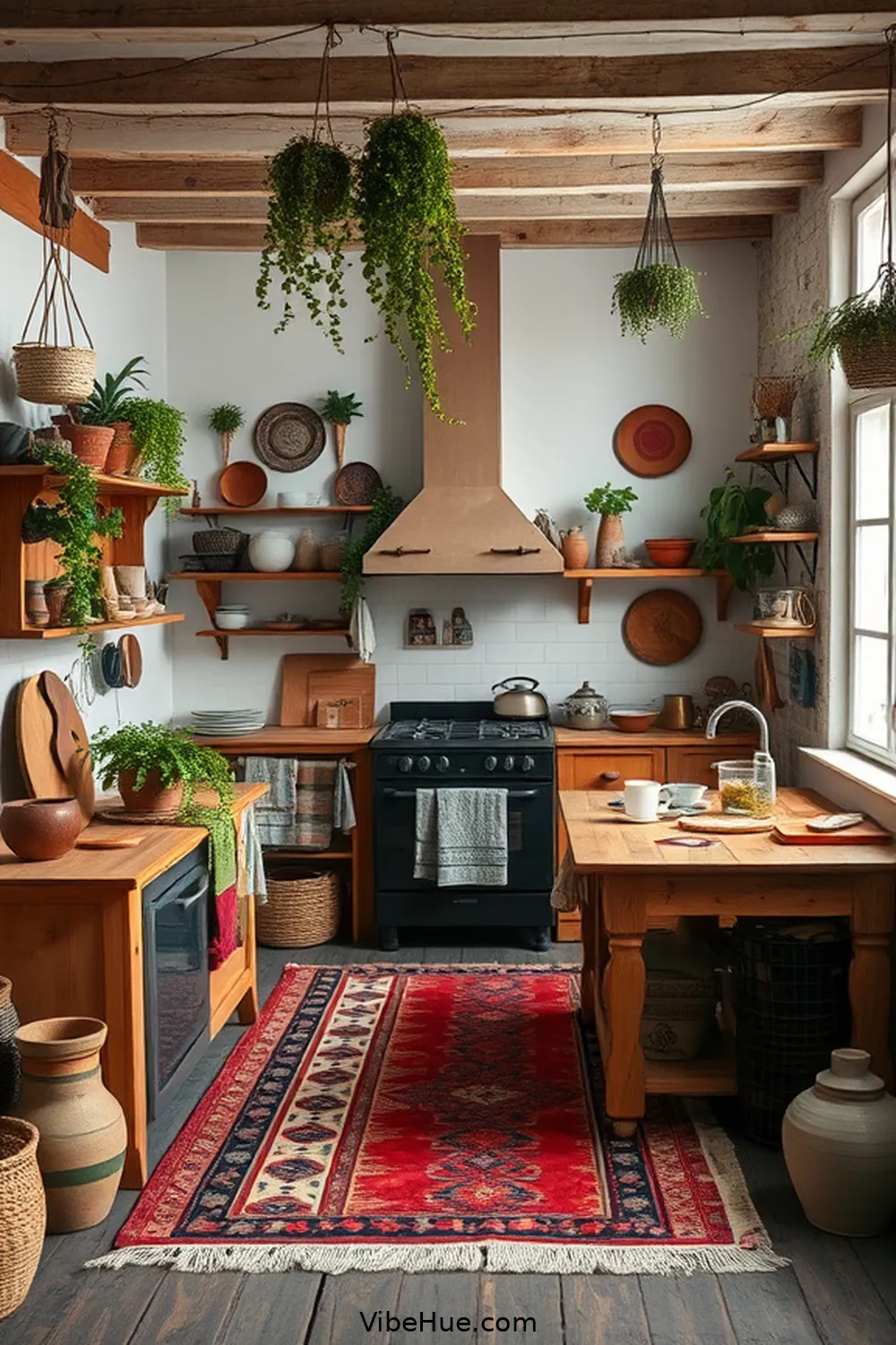 Utilize Unconventional Decor for Create a Cozy Winter Kitchen in Bohemian Style