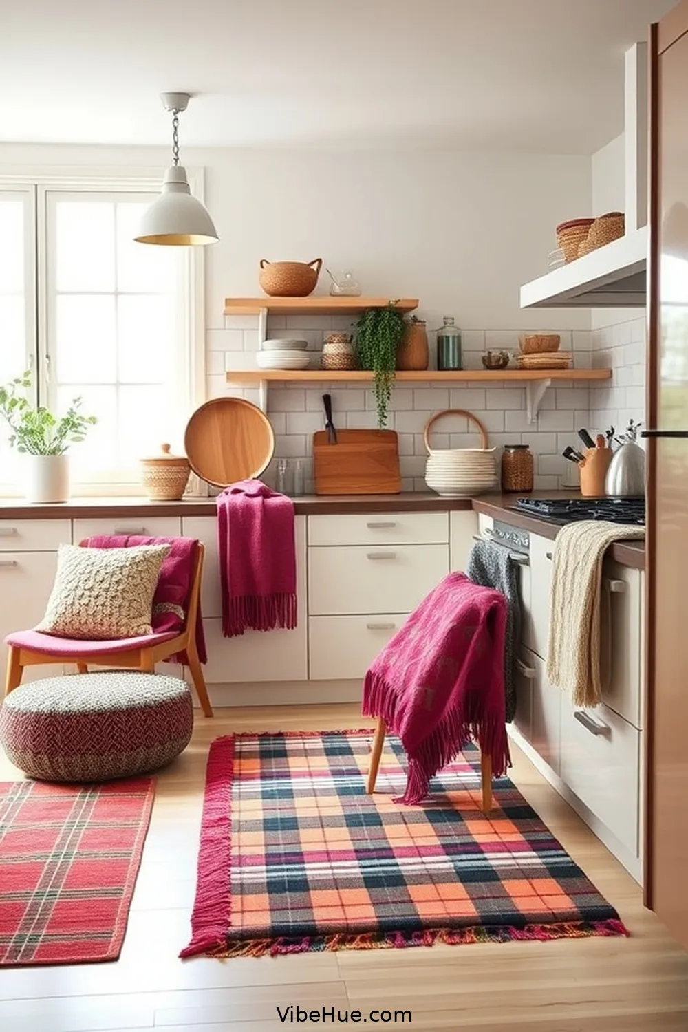 Add Cozy Textiles for Create a Cozy Winter Kitchen in Mid-Century Modern Style