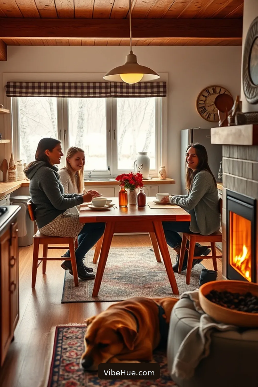 Create Intimate Gathering Spaces for Create a Cozy Winter Kitchen in Mid-Century Modern Style