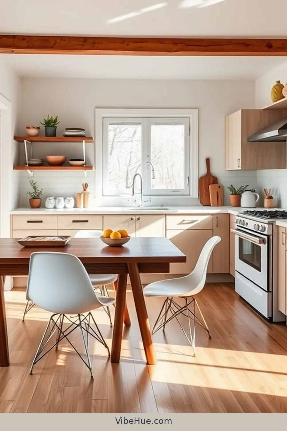 Select Iconic Mid-Century Furniture for Create a Cozy Winter Kitchen in Mid-Century Modern Style