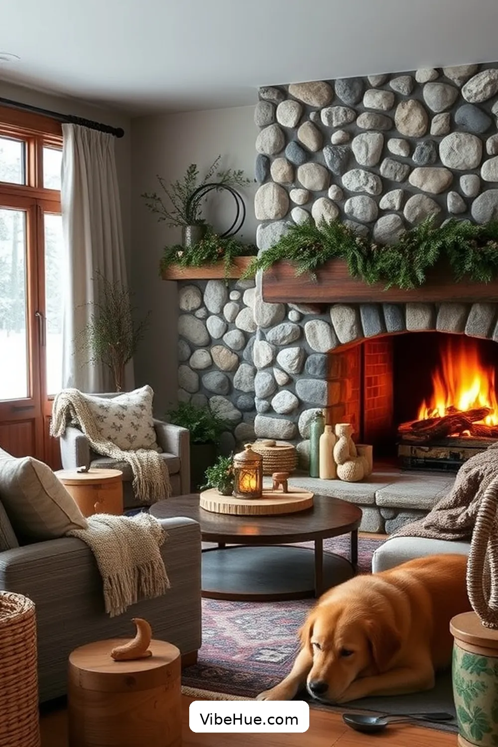 Create a Cozy Winter Living Room in Rustic Style 3 Incorporate Natural Materials for Create a Cozy Winter Living Room in Rustic Style