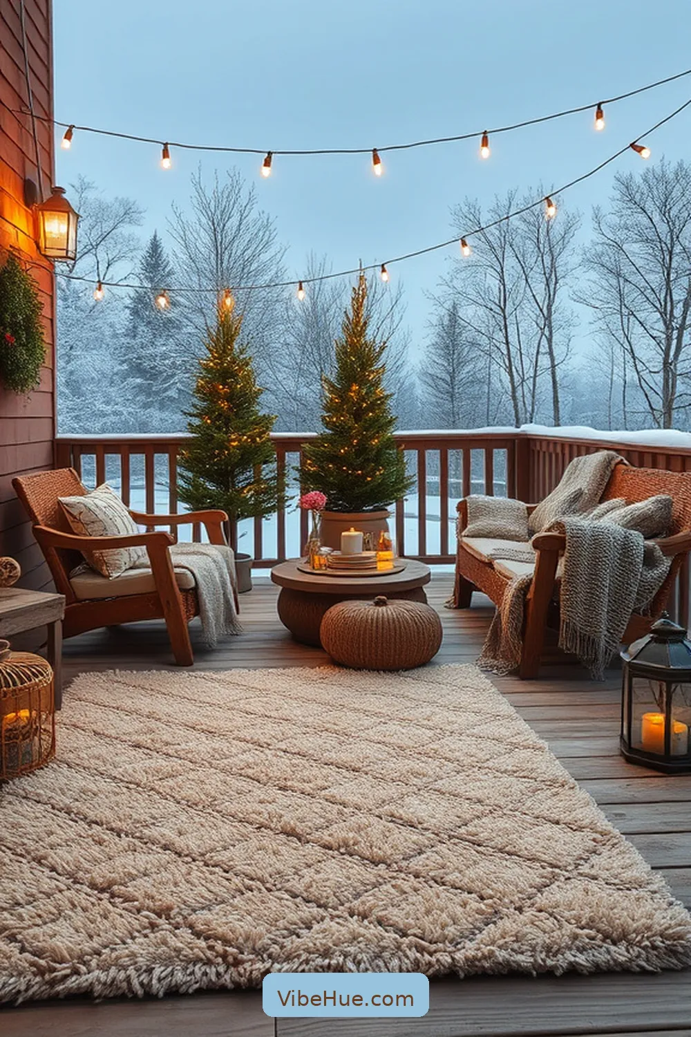 Create a Cozy Winter Outdoor Patio in Modern Farmhouse Style 9 Add a Stylish Outdoor Rug for Create a Cozy Winter Outdoor Patio in Modern Farmhouse Style