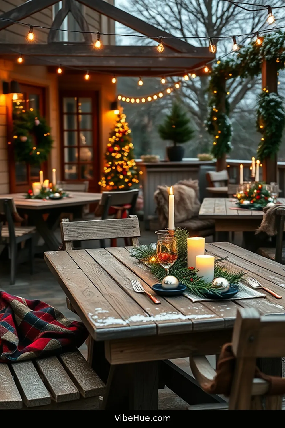 Create a Rustic Dining Experience for Create a Cozy Winter Outdoor Patio in Rustic Style