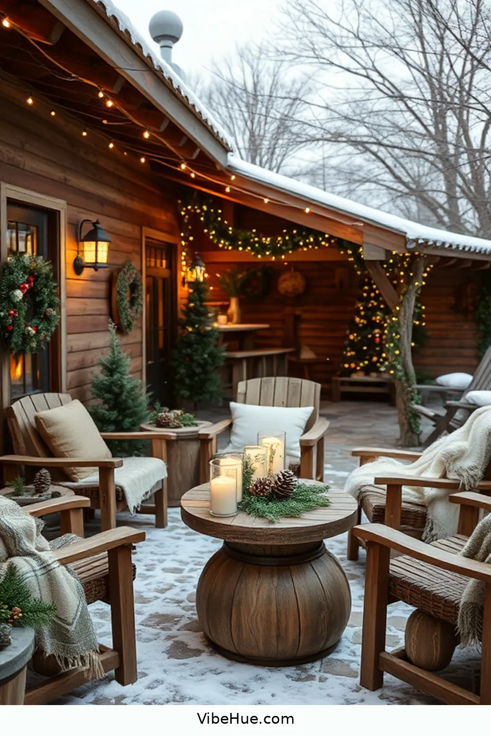 Enhance With Seasonal Decor for Create a Cozy Winter Outdoor Patio in Rustic Style