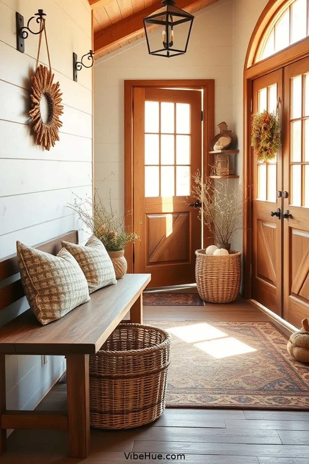Rustic Furniture Ideas for Create a Fall Entryway in Modern Farmhouse Style