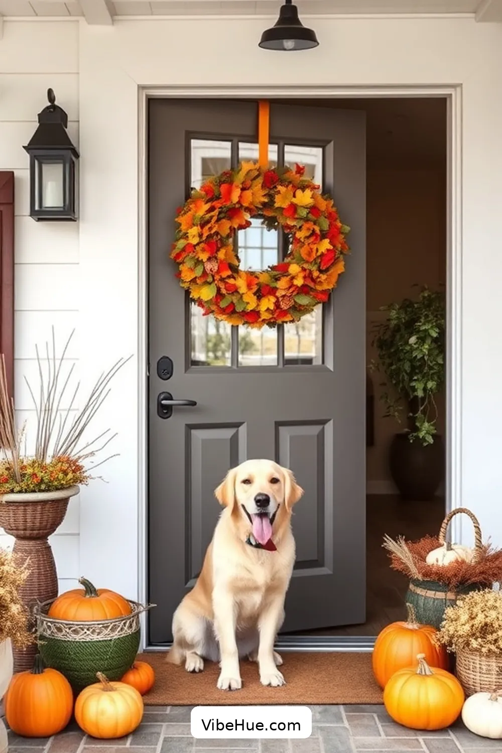Stylish Fall Wreaths for Create a Fall Entryway in Modern Farmhouse Style