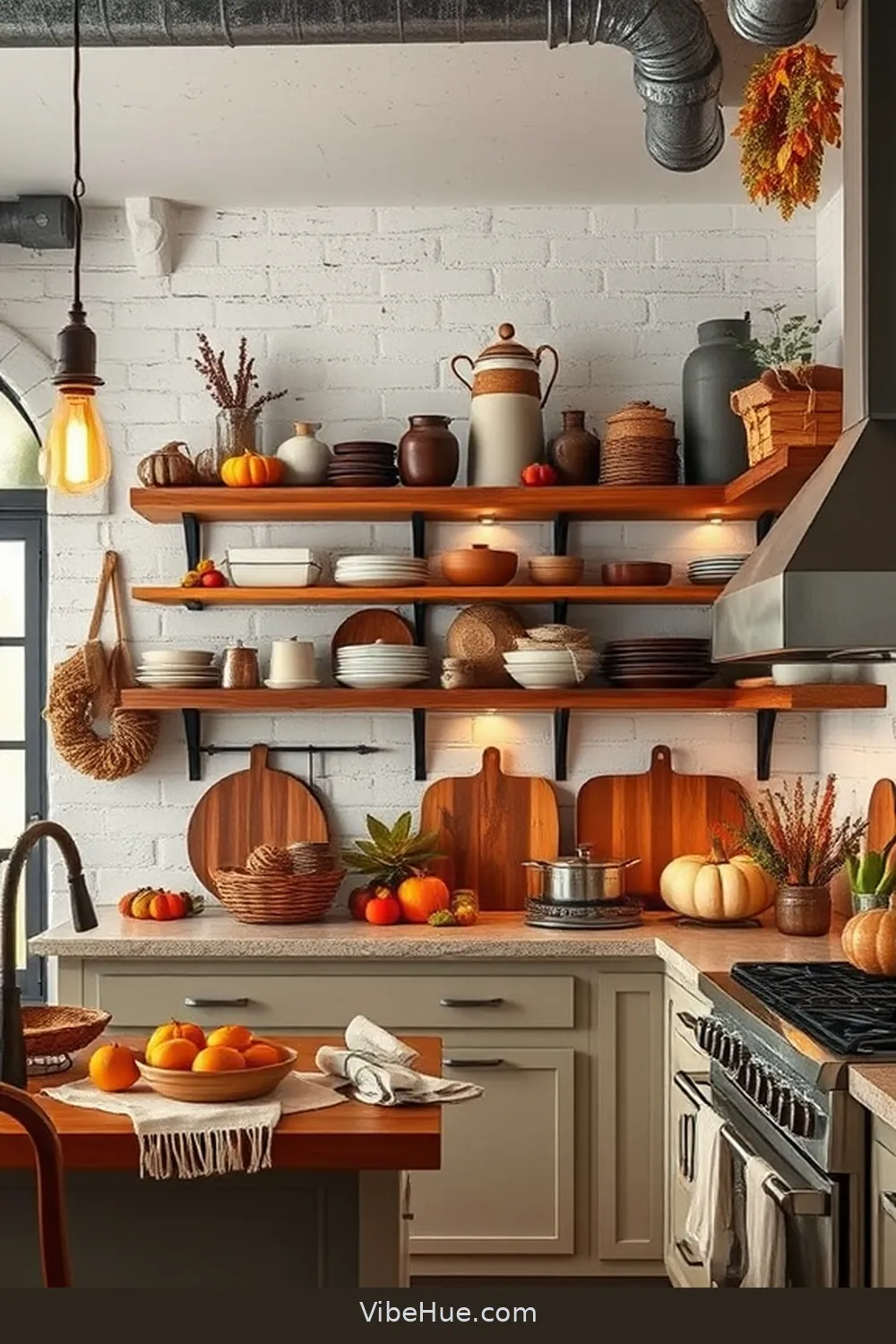 Create a Fall Kitchen With Industrial Style 6 Opt for Open Shelving for Create a Fall Kitchen With Industrial Style
