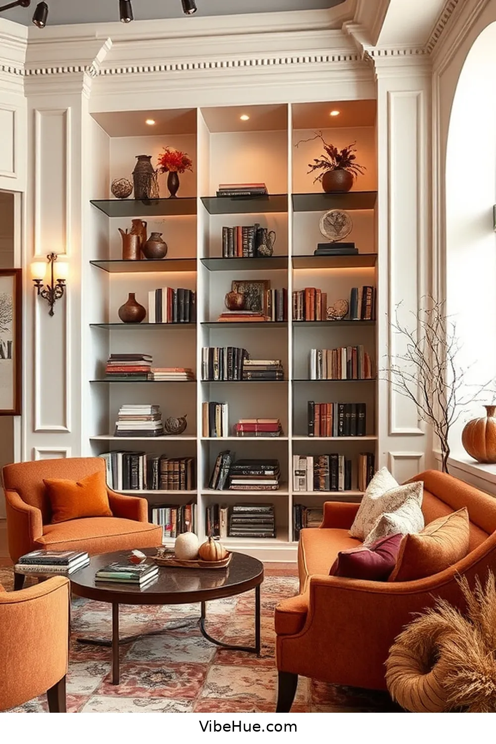 Create a Fall Library With Modern Glam Style 10 Utilizing Shelving Solutions for Create a Fall Library With Modern Glam Style