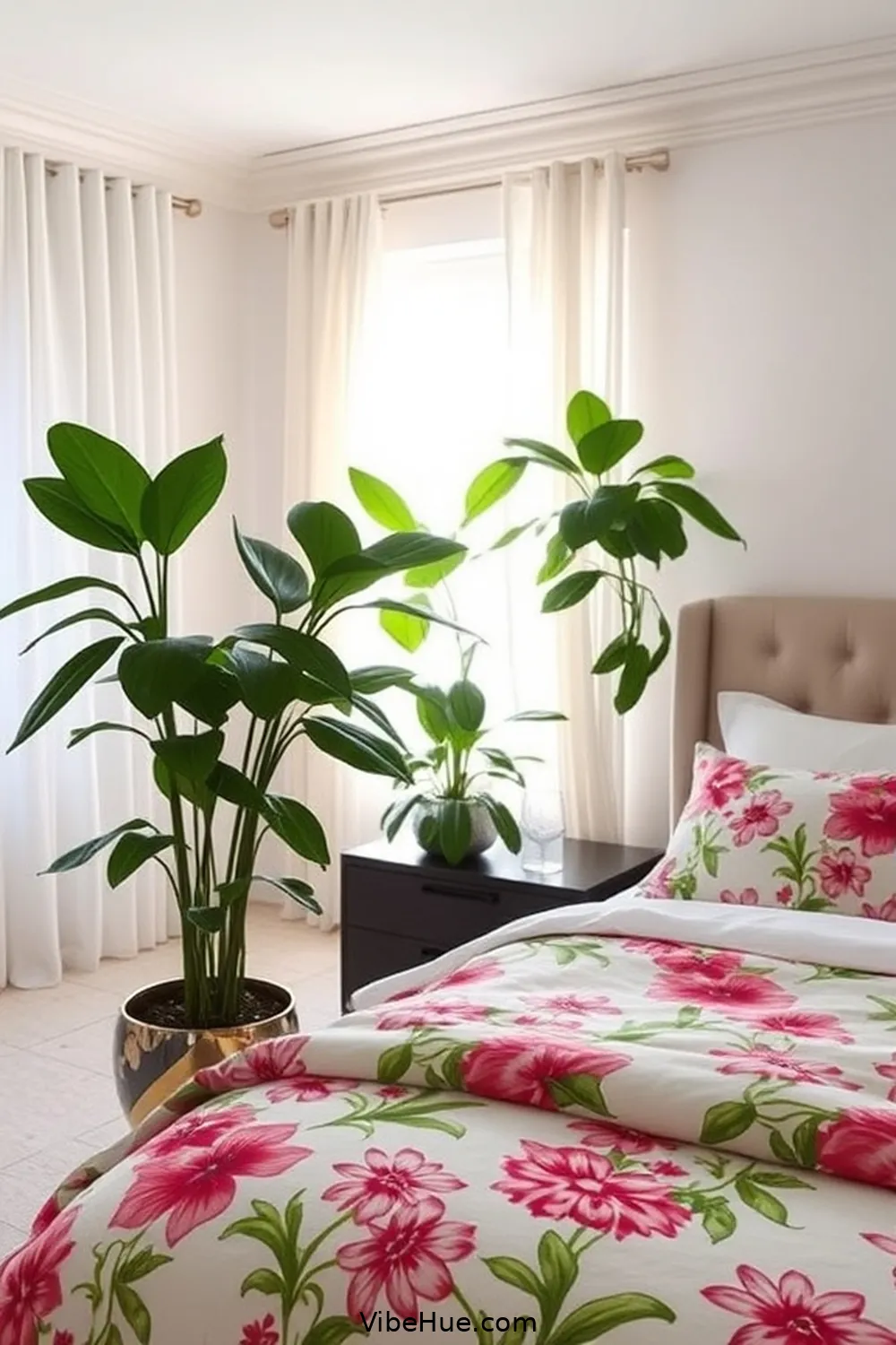 Introduce Greenery and Floral Accents for Create a Fresh Spring Bedroom in Contemporary Style