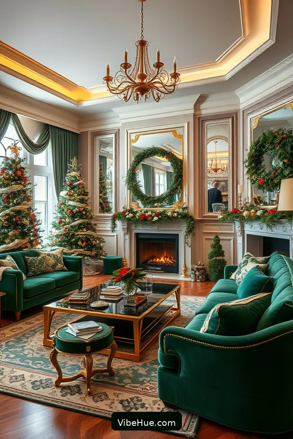 Embrace a Chic Color Palette for Create a Holiday Living Room in Modern Glam Style