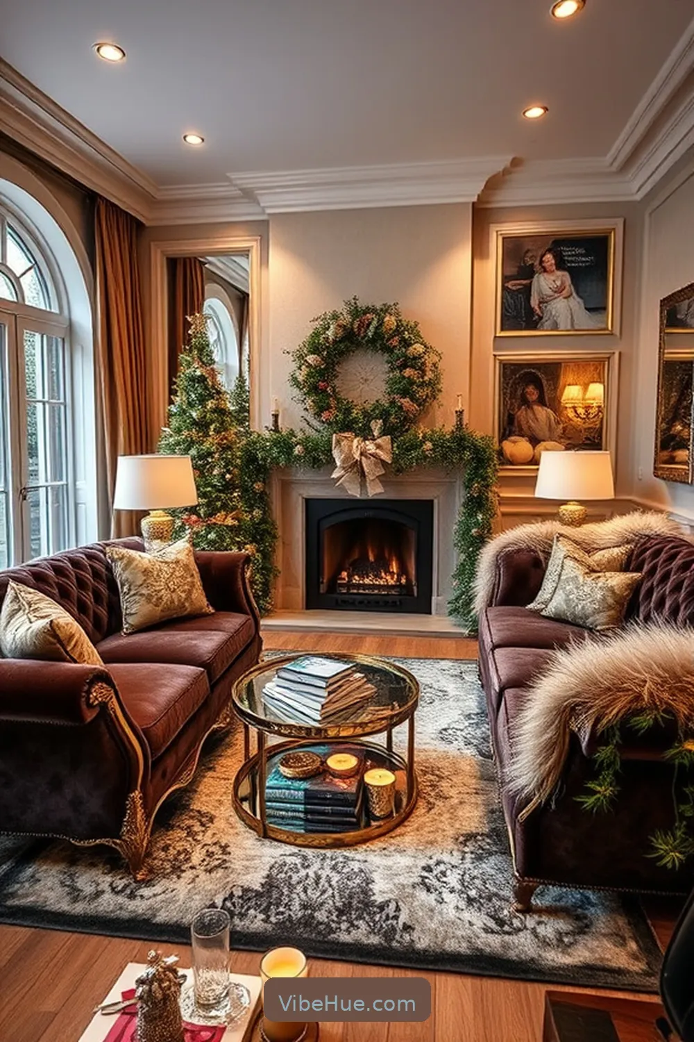 Incorporate Luxurious Textures for Create a Holiday Living Room in Modern Glam Style