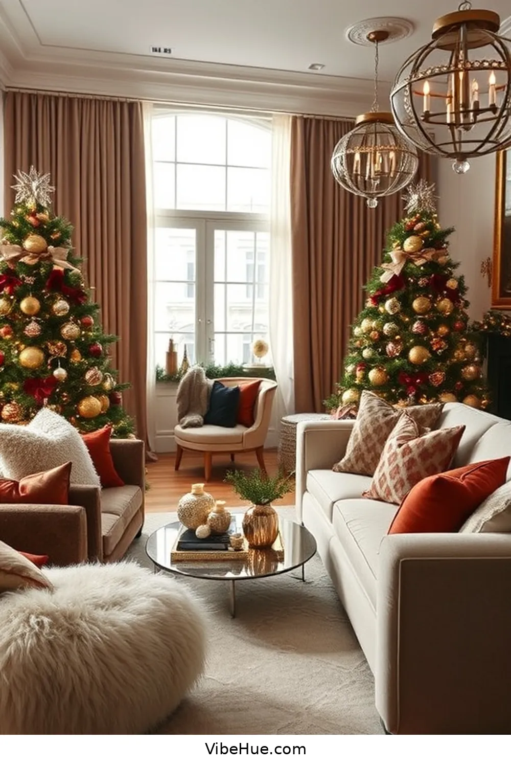 Personalize With Festive Decor for Create a Holiday Living Room in Modern Glam Style