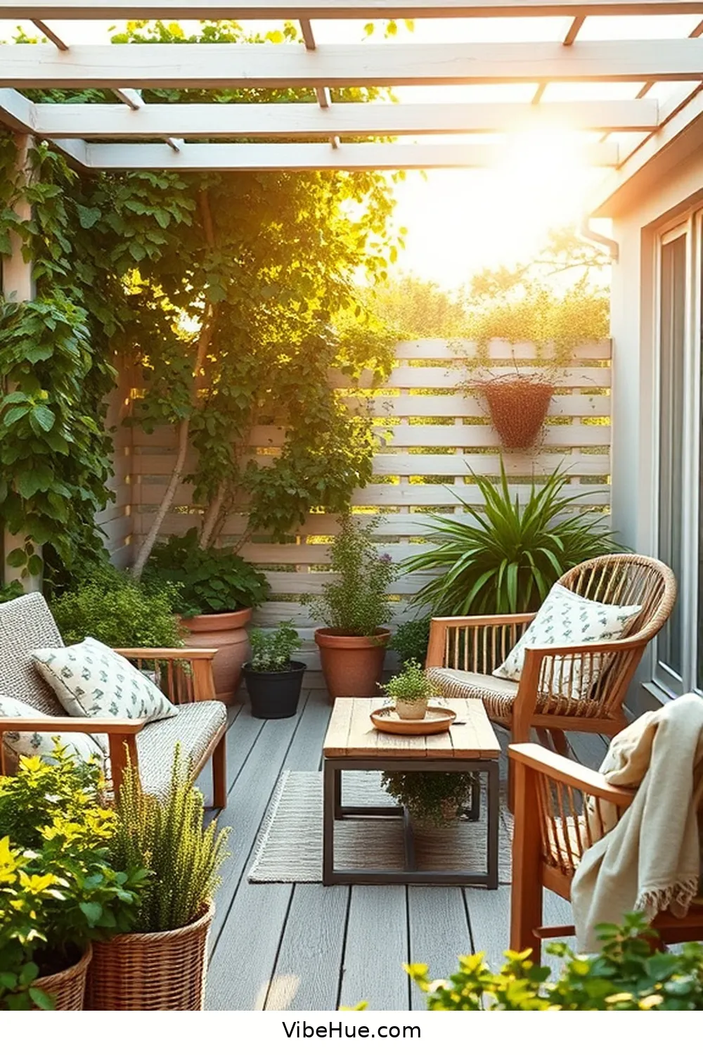 Integrate Greenery and Natural Elements for Create a Scandinavian-Style Summer Outdoor Patio