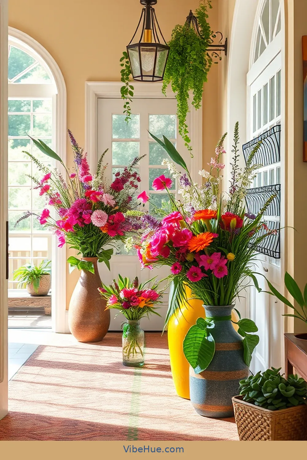 Create a Spring Entryway in Bohemian Style 11 Fill With Fresh Flowers for Create a Spring Entryway in Bohemian Style