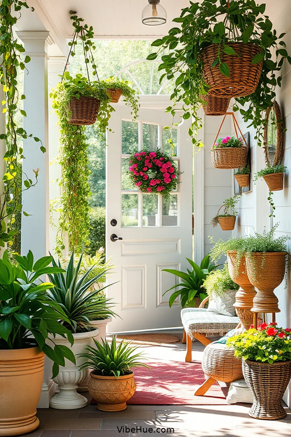 Create a Spring Entryway in Bohemian Style 3 Incorporate Lush Greenery for Create a Spring Entryway in Bohemian Style