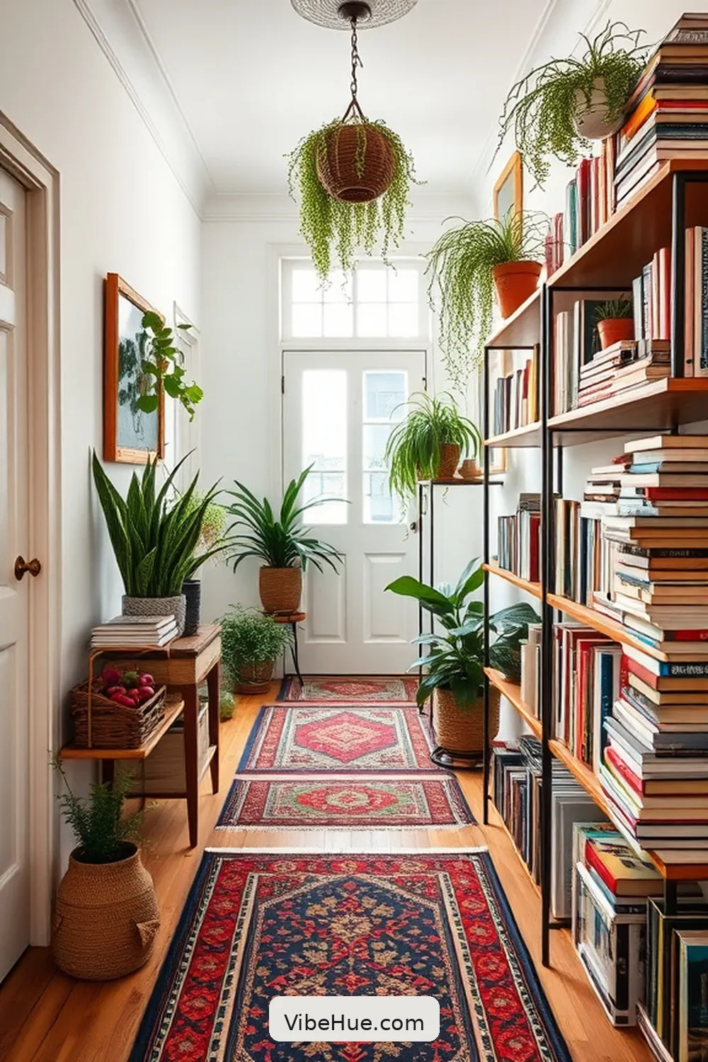 Create a Spring Hallway With Bohemian Style 12 Artistic Display of Books for Create a Spring Hallway With Bohemian Style