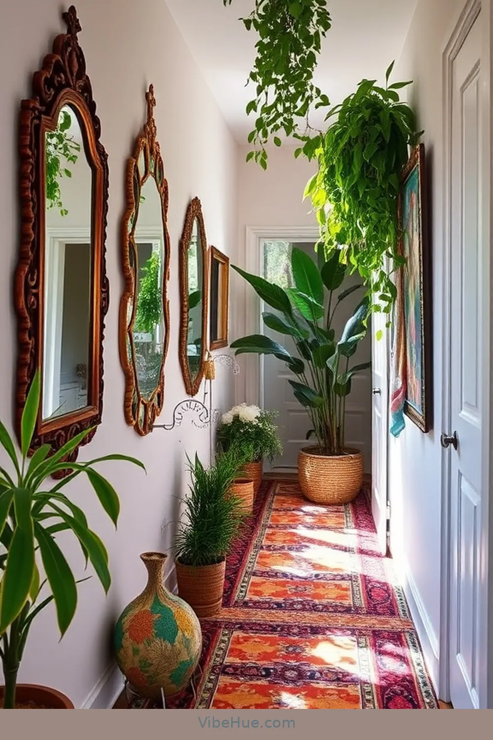 Create a Spring Hallway With Bohemian Style 10 Unique Mirrors to Amplify Space for Create a Spring Hallway With Bohemian Style