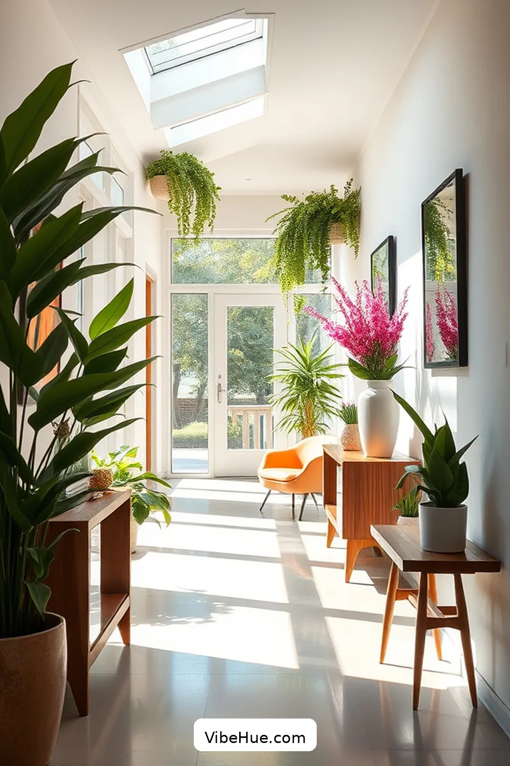 Incorporate Natural Elements for Create a Spring Hallway in Mid-Century Modern Style