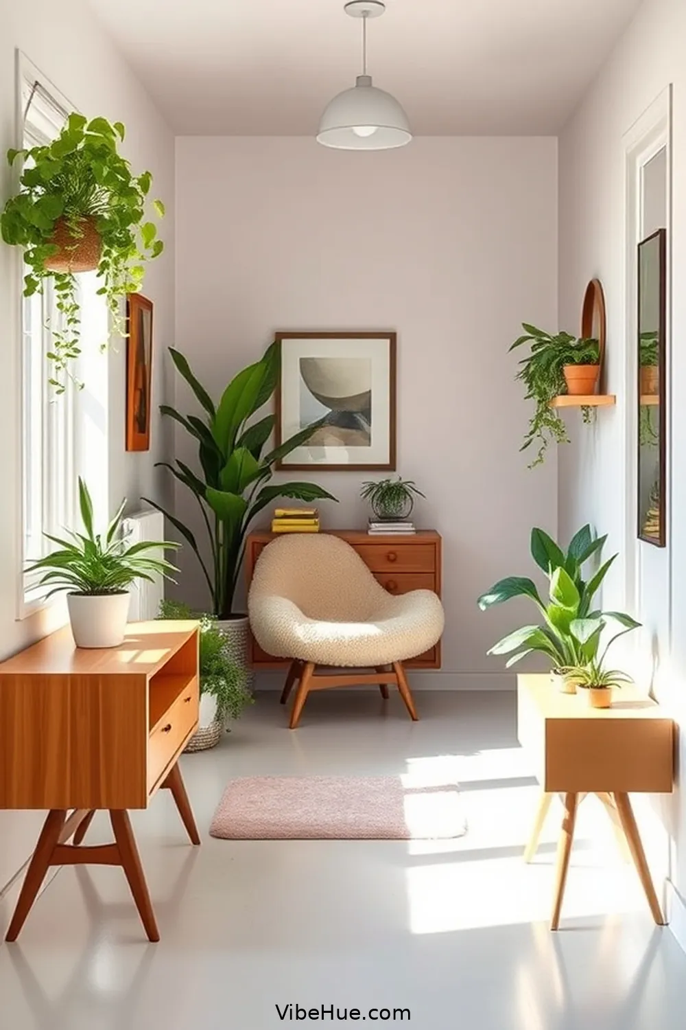 Use Functional Storage Solutions for Create a Spring Hallway in Mid-Century Modern Style