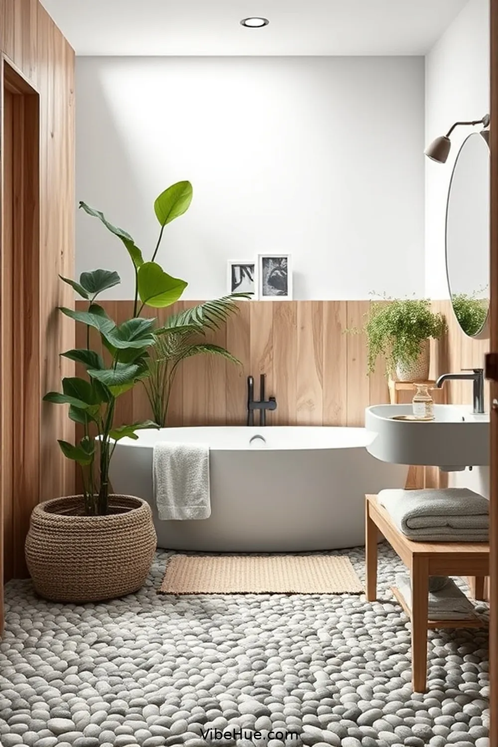 Add Organic Textures for Create a Spring-Inspired Scandinavian Bathroom Style
