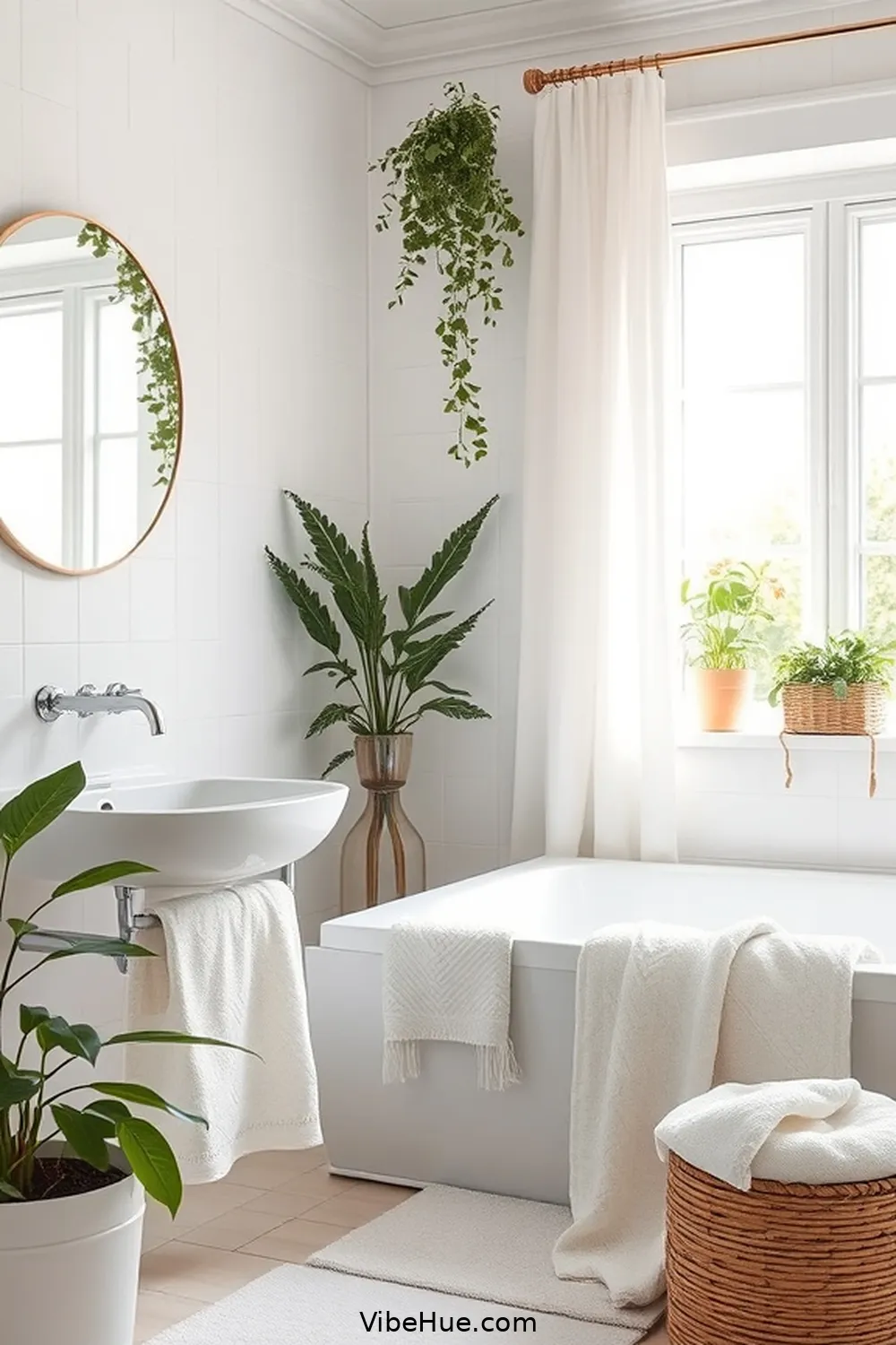 Include Cozy Towels and Linens for Create a Spring-Inspired Scandinavian Bathroom Style