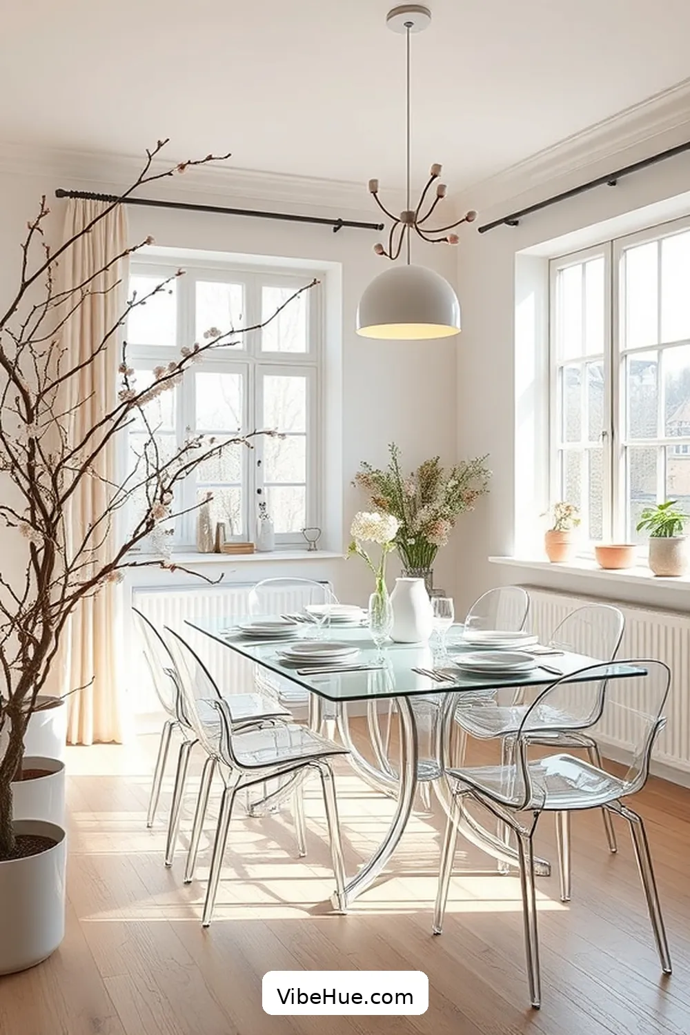 Create a Spring-Inspired Scandinavian Style Dining Room 10 Opt for Transparent Elements for Create a Spring-Inspired Scandinavian Style Dining Room