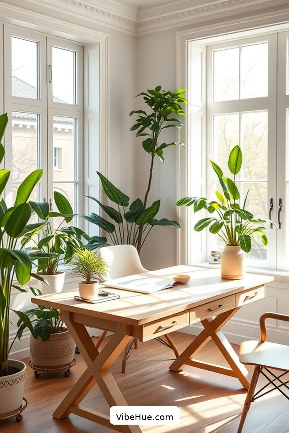Add Greenery With Houseplants for Create a Spring-Inspired Traditional Home Office Style