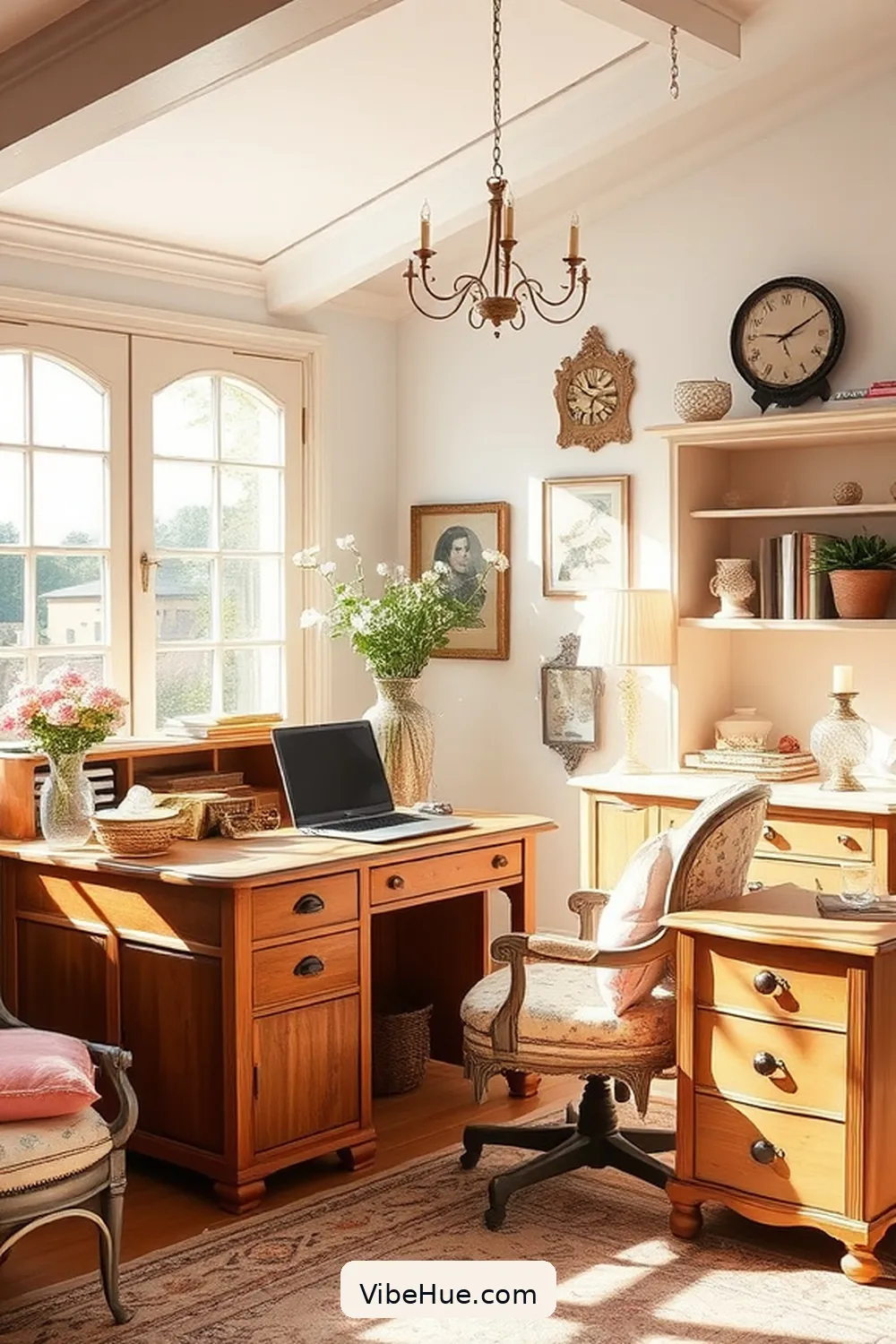 Incorporate Vintage Touches for Create a Spring-Inspired Traditional Home Office Style