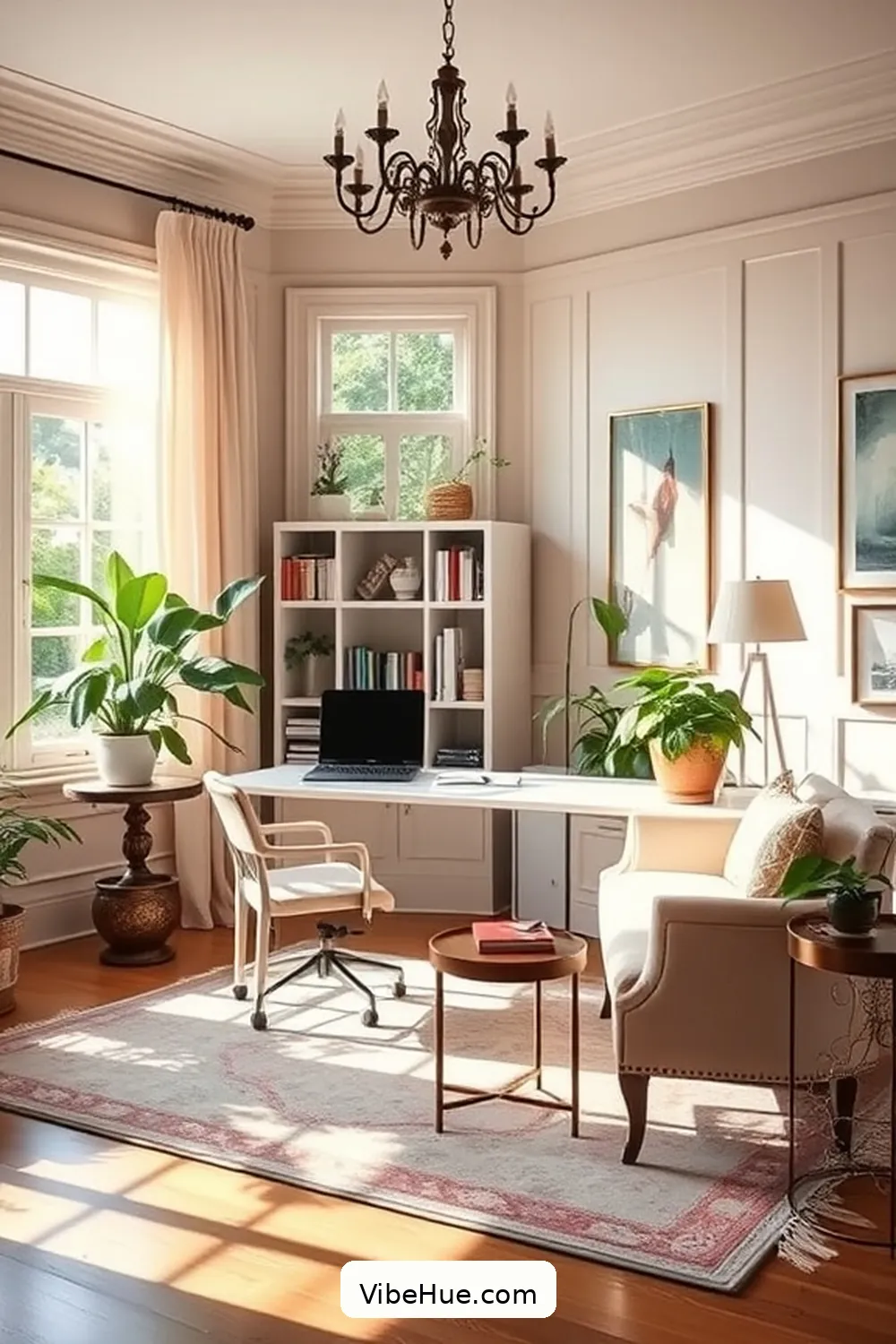 Utilize Soft Lighting for Create a Spring-Inspired Traditional Home Office Style