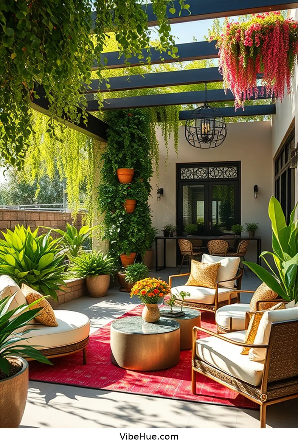 Create a Spring Outdoor Patio in Modern Glam Style 7 Integrate Lush Greenery for Create a Spring Outdoor Patio in Modern Glam Style