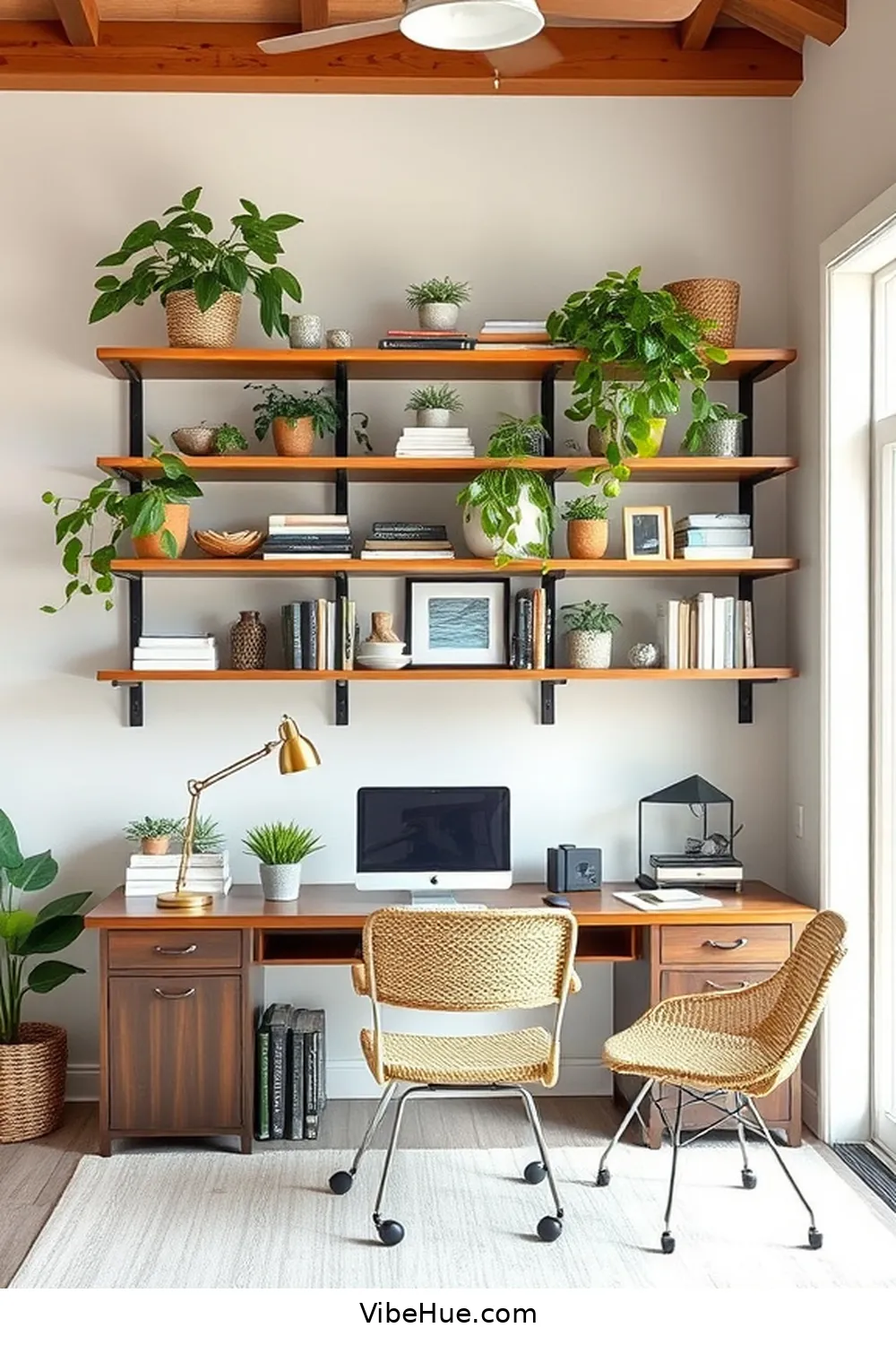 Create a Summer Home Office in Modern Farmhouse Style 6 Utilize Open Shelving for Storage for Create a Summer Home Office in Modern Farmhouse Style