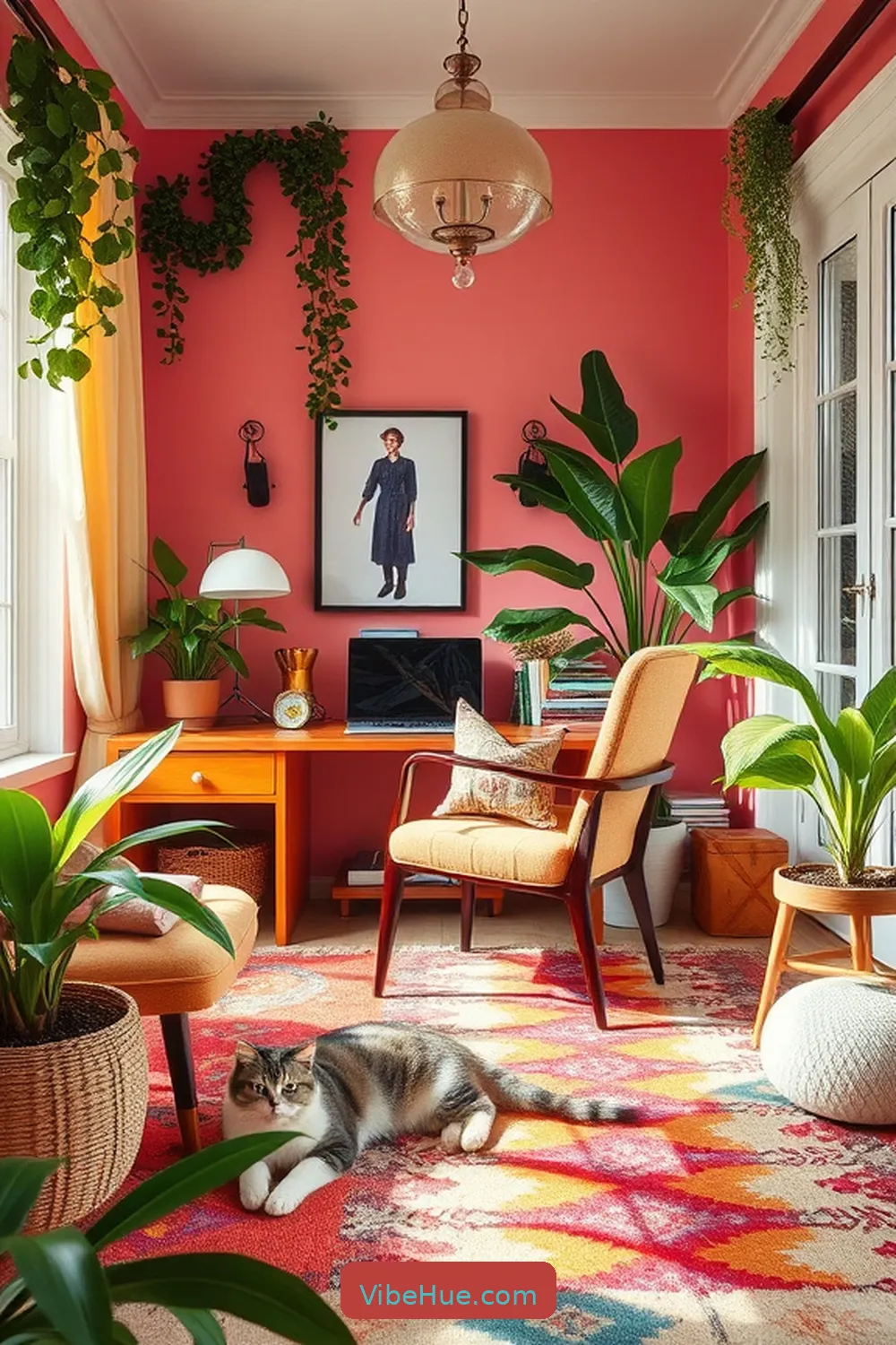 Embrace a Bright Color Palette for Create a Summer Home Office in Modern Glam Style