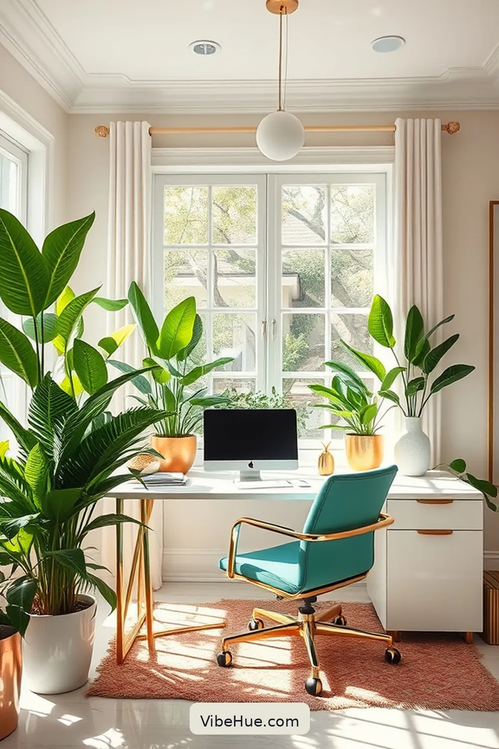 Infuse Seasonal Elements for Create a Summer Home Office in Modern Glam Style