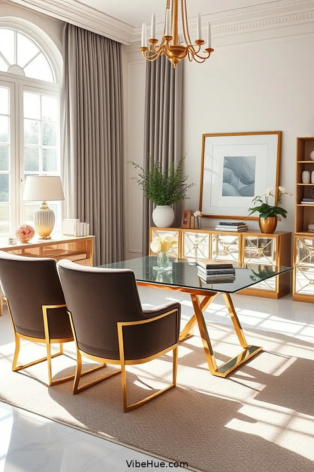Select Glamorous Furniture for Create a Summer Home Office in Modern Glam Style