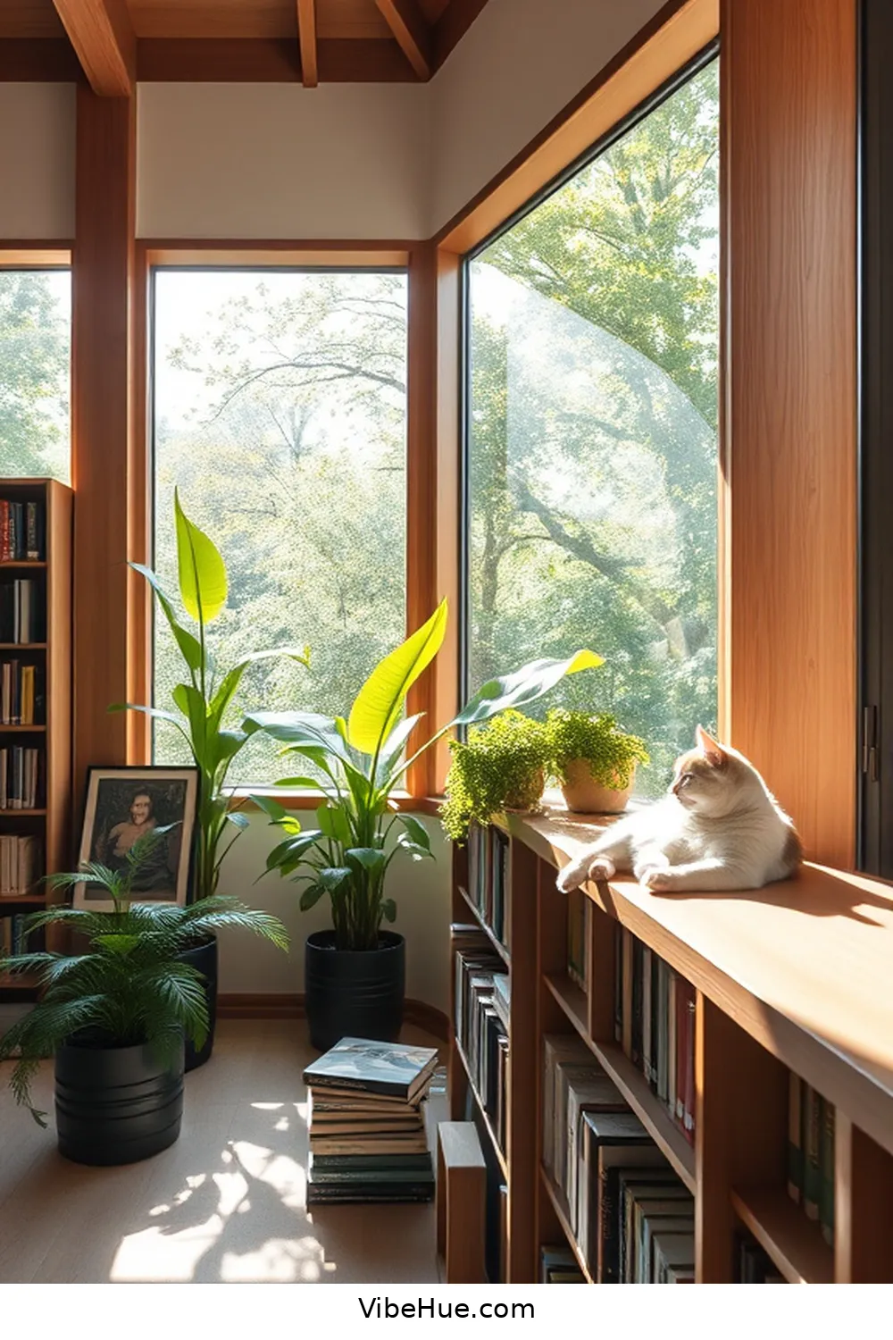 Incorporating Natural Elements for Create a Summer Library With Minimalist Style
