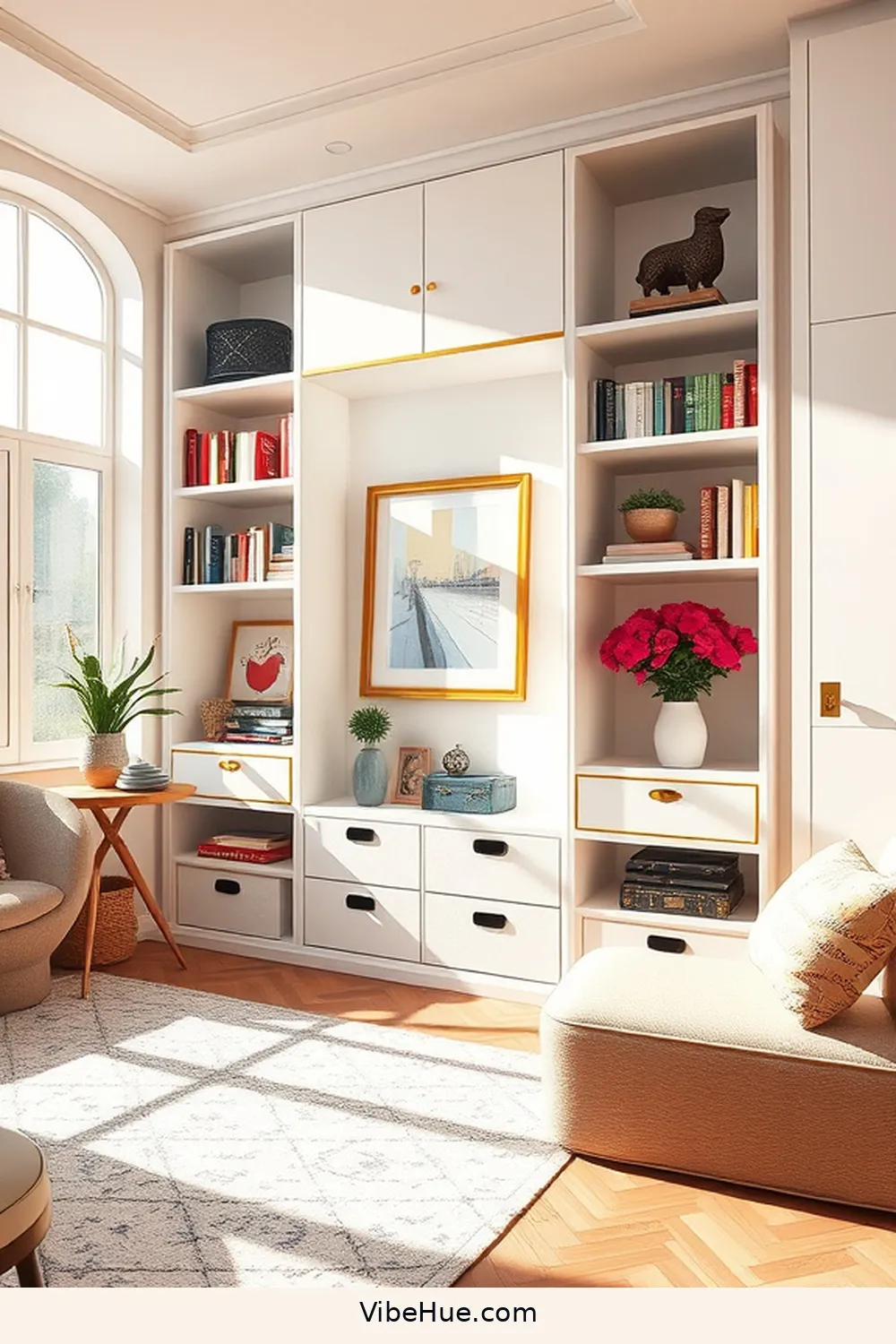 Functional and Stylish Storage Solutions for Create a Summer Library With Modern Glam Style