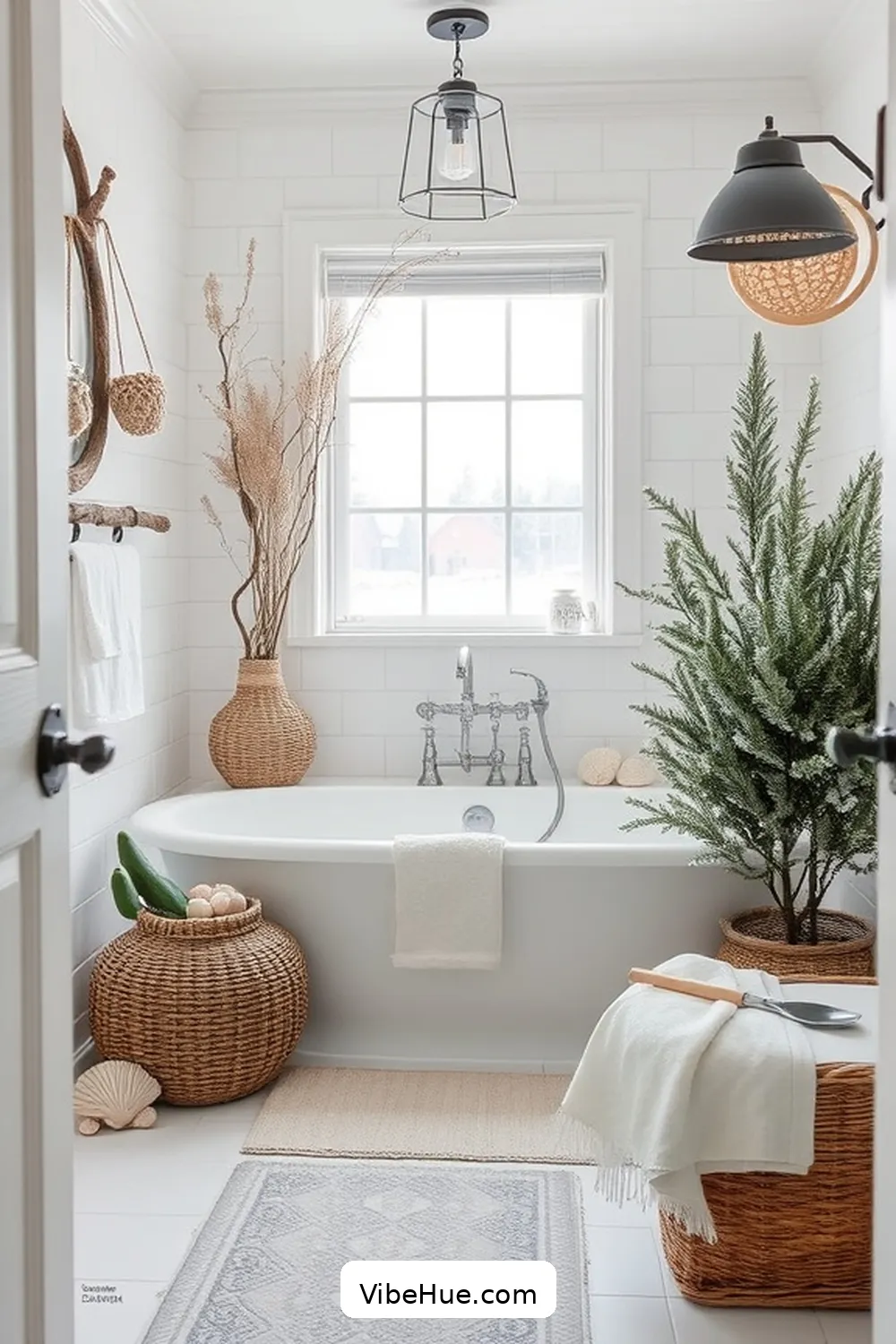 Incorporate Natural Textures for Create a Winter Bathroom With Coastal Style