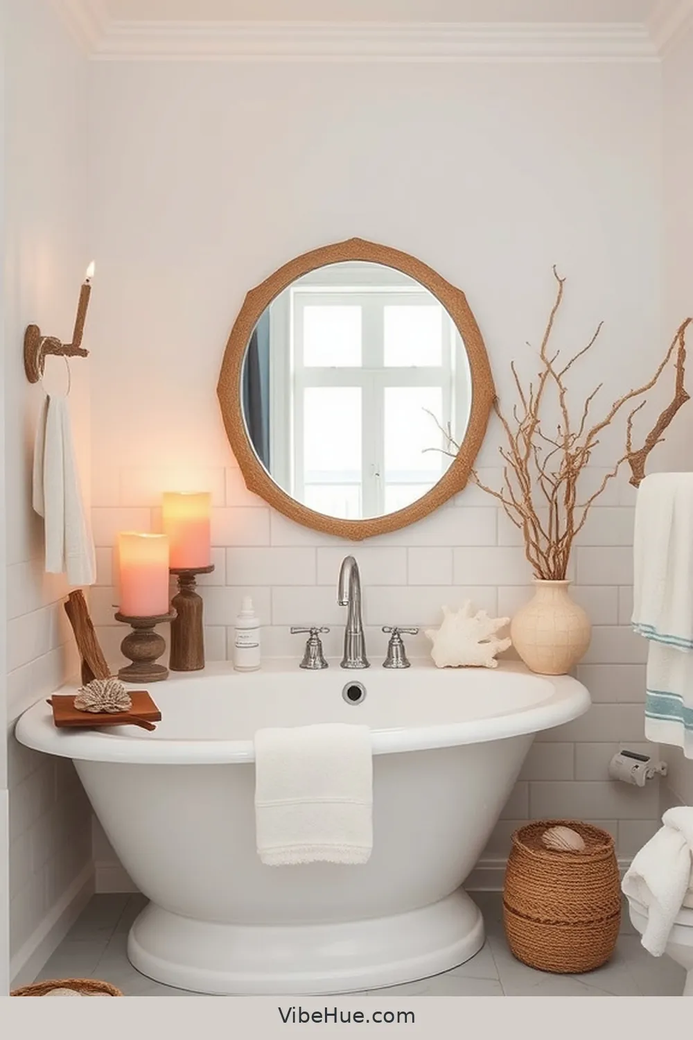 Install Beachy Decor for Create a Winter Bathroom With Coastal Style