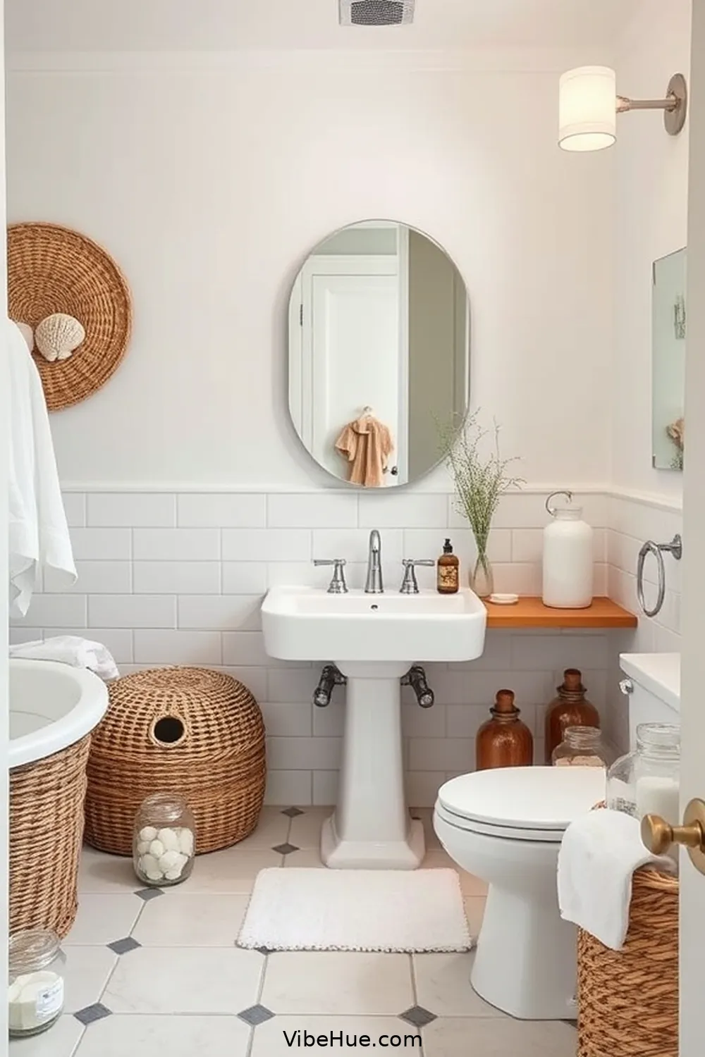 Select Functional Storage Solutions for Create a Winter Bathroom With Coastal Style