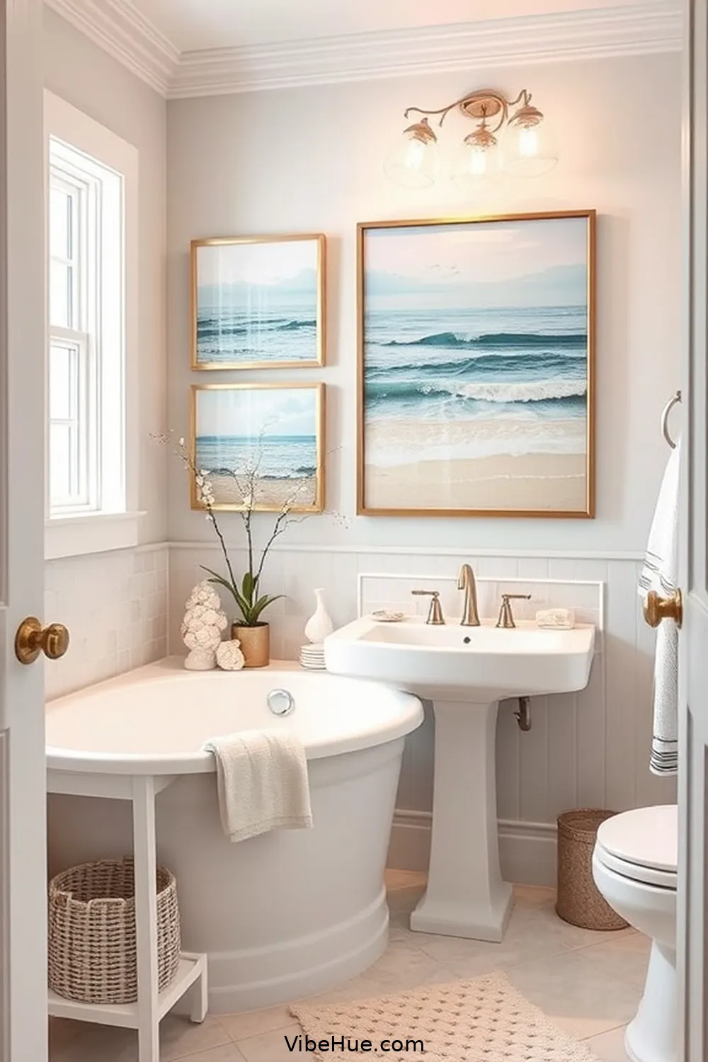 Showcase Ocean-Themed Artwork for Create a Winter Bathroom With Coastal Style