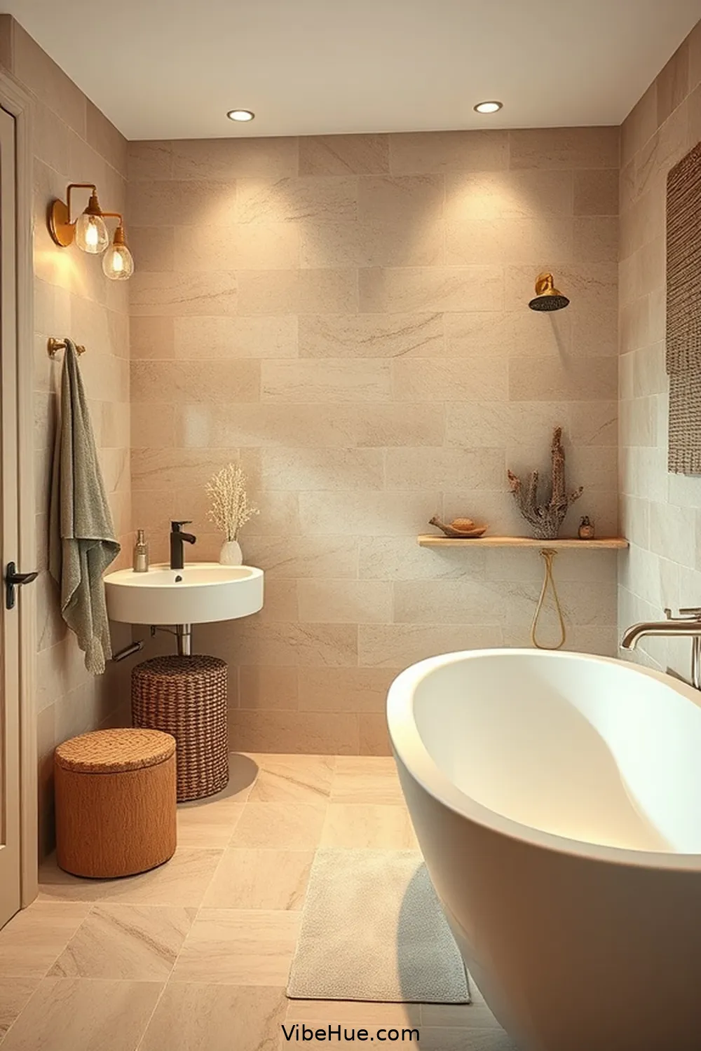 Use Warm Lighting Options for Create a Winter Bathroom With Coastal Style