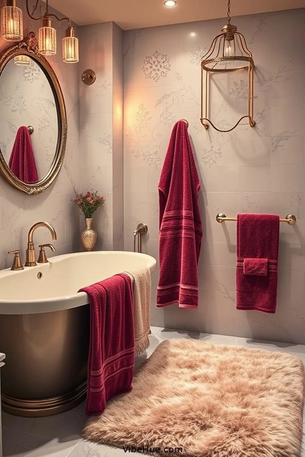 Embrace Luxurious Textiles for Create a Winter Bathroom With Modern Glam Style