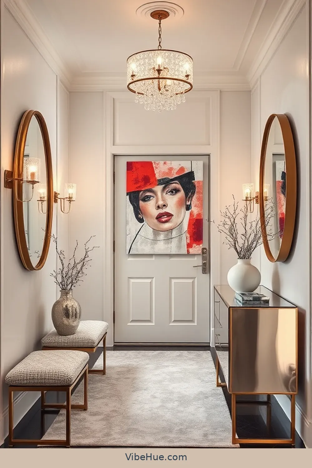 Accessorizing With Art and Mirrors for Create a Winter Entryway With Modern Glam Style