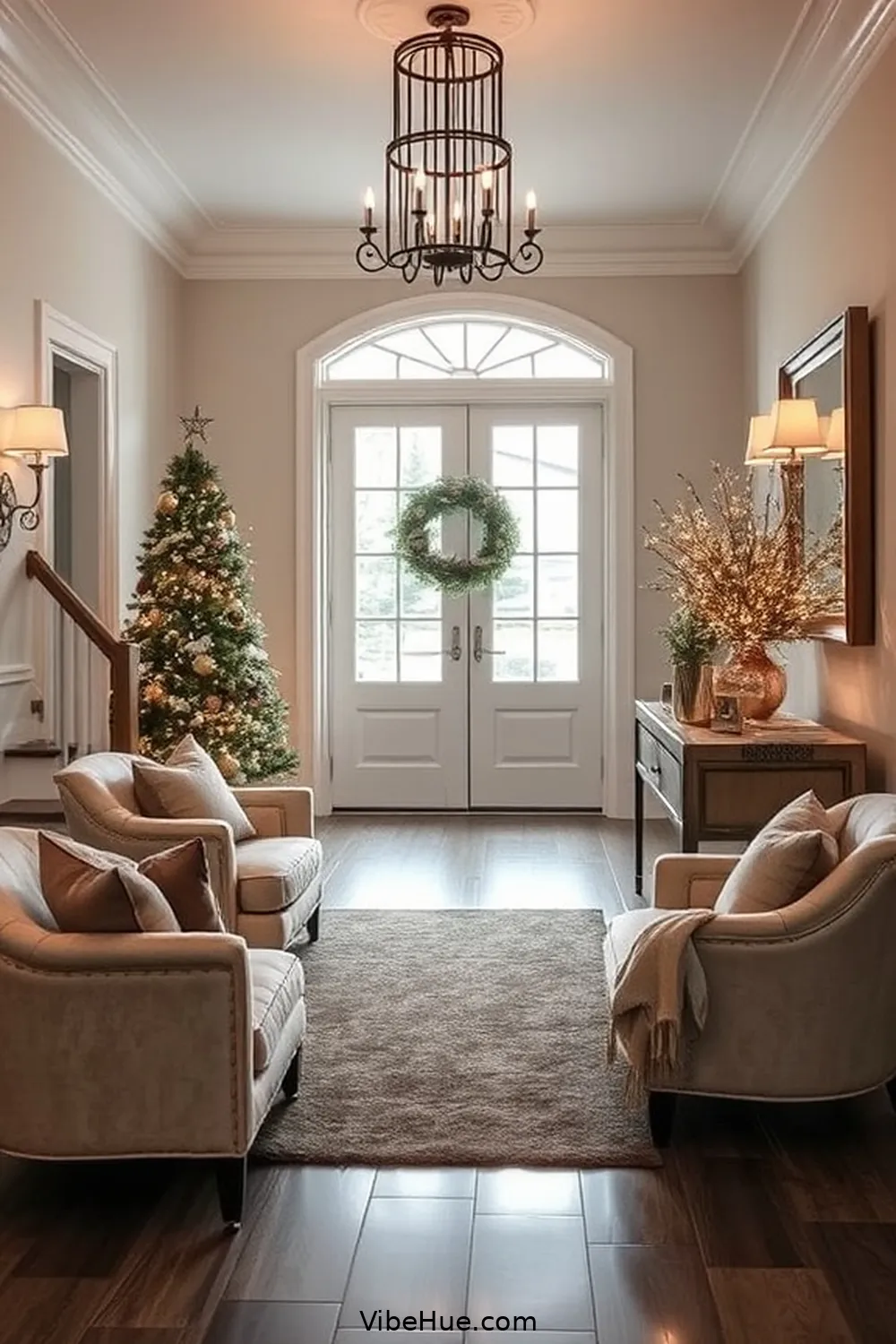 Utilizing Stylish Furniture Pieces for Create a Winter Entryway With Modern Glam Style