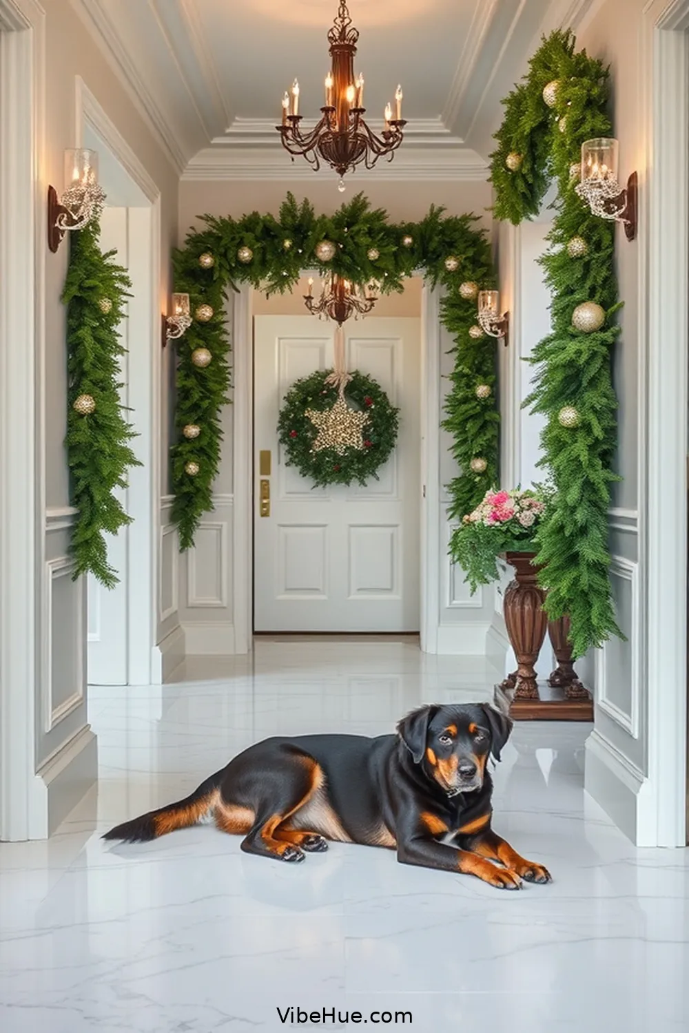 Create a Winter Hallway With Modern Glam Style 8 Enhance With Seasonal Greenery for Create a Winter Hallway With Modern Glam Style
